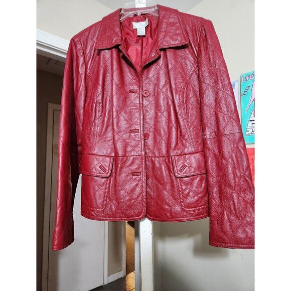Woman's Leather Jacket Length 20' p2p 23' - Picture 1 of 5